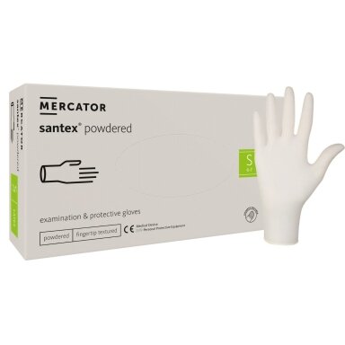 ? Mercator Medical Santex Powdered Finger TXT S – pūdruotos latekso pirštinės, 100 vnt. ? Mercator Medical Santex Powdered Finger TXT S – pūdruotos latekso pirštinės, 100 vnt.