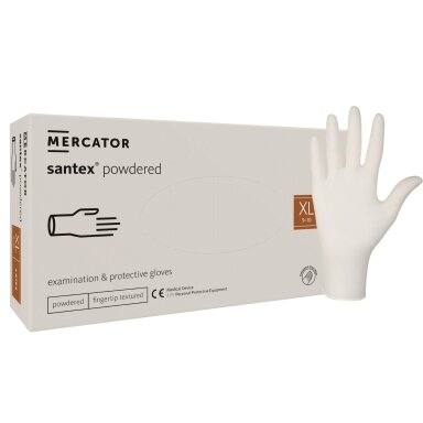 ? Mercator Medical Santex Powdered Finger TXT XL – púdruotos latekso pirštinės, 100 vnt. ? Mercator Medical Santex Powdered Finger TXT XL – púdruotos latekso pirštinės, 100 vnt.