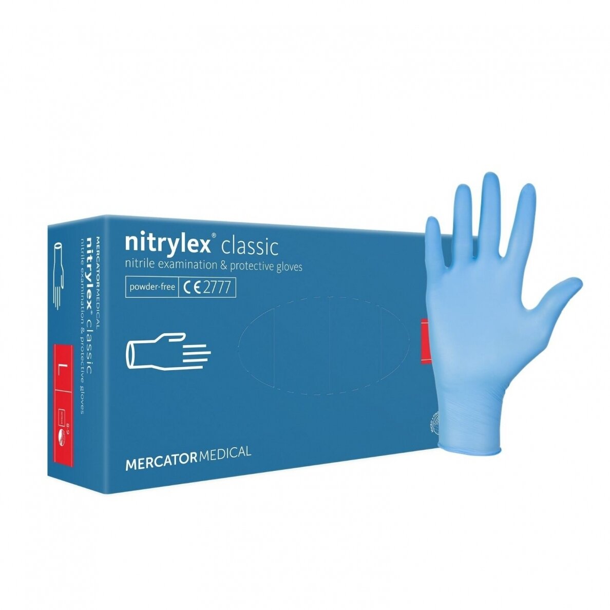 Nitrilinės pirštinės Nitrylex Classic Blue L, be pudros, 100 vnt. (Mercator)