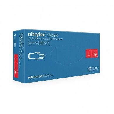 Nitrilinės pirštinės Nitrylex Classic Blue L, be pudros, 100 vnt. (Mercator) 2 Nitrilinės pirštinės Nitrylex Classic Blue L, be pudros, 100 vnt. (Mercator) 2