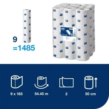 Paklojimo rulonas Tork Advanced 50 cm, 2 sl. (kodas 150250) — 9 rulonai pakuotėje