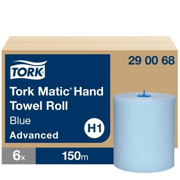 Popieriniai rankšluosčiai ritiniais Tork Advanced H1, mėlyni, 2 sluoksnių, 150 m, 290068 1 Popieriniai rankšluosčiai ritiniais Tork Advanced H1, mėlyni, 2 sluoksnių, 150 m, 290068 1