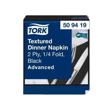 Tork Textured Dinner Napkin 509419 – Juodos servetėlės, 2 sluoksnių, 20 × 50 vnt. Tork Textured Dinner Napkin 509419 – Juodos servetėlės, 2 sluoksnių, 20 × 50 vnt.