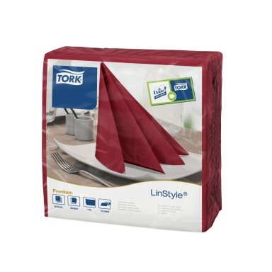 Tork LinStyle® Burgundy Dinner Napkin 478855 – 39×39 cm, 1 sluoksnis Tork LinStyle® Burgundy Dinner Napkin 478855 – 39×39 cm, 1 sluoksnis