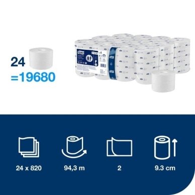 Tualetinis popierius Tork OptiServe be šerdies T7, 2 sl., 472630 1