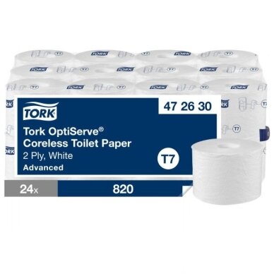 Tualetinis popierius Tork OptiServe be šerdies T7, 2 sl., 472630 Tualetinis popierius Tork OptiServe be šerdies T7, 2 sl., 472630