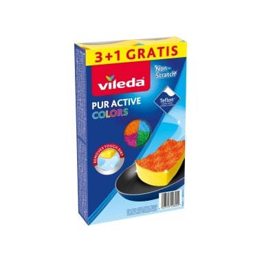 Vileda 169492 PUR active Colors kempinė 3+1 vnt Vileda 169492 PUR active Colors kempinė 3+1 vnt